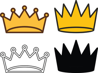 Four distinct crown designs royalty symbolizing power status regal authority and nobility royalty crowns symbols
