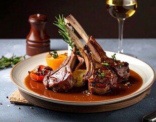 Roasted lamb ribs with vegetables