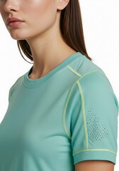 Woman in teal athletic top fitness and active lifestyle concept