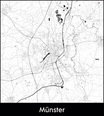 Munster city map, Germany - Topographic vector map poster