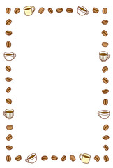 コーヒー豆とカップのシンプルなフレーム　縦