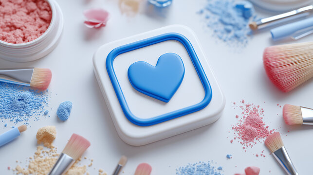 Cosmetic product with heart shape icon - Powered by Adobe