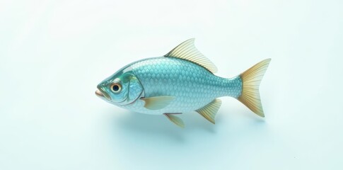 A Single Aquatic Creature with Scales, Fins, and Tail, Gracefully Posing Against a Pristine White Background