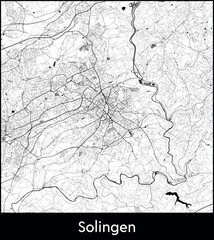 Solingen city map, Germany - Topographic vector map poster