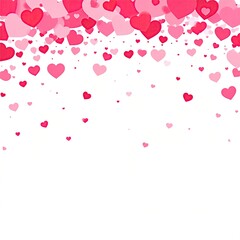 Pink hearts cascade on white background (1)