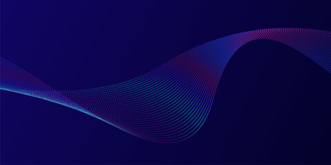 Abstract glowing wave lines on dark blue background. Dynamic wave pattern. Modern flowing wavy lines. Futuristic technology concept.