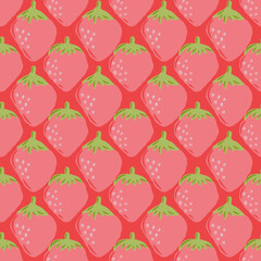 seamless pattern with pink strawberries