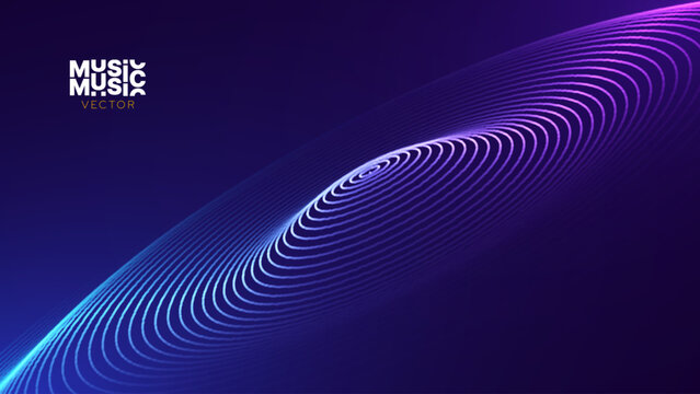 Abstract Digital EQ Equalizer Music 3D Particles Bokeh Visualization. Sound Wave Design Element. Modern Dynamic Particles Colored Background Design for Music, Sport, Science Events Banners. Vector.