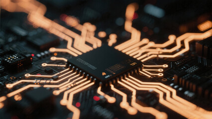 close up of computer circuit board