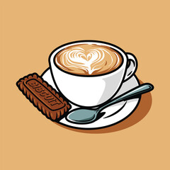 cappuccino served with biscuits vector
