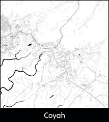 Coyah city map, Guinea - Topographic vector map poster