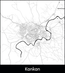 Kankan city map, Guinea - Topographic vector map poster
