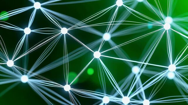 Network connections glowing green background