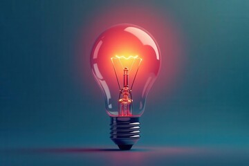 Illumination A Glowing Light Bulb Against a Deep Teal Background Representing Inspiration and Ideas