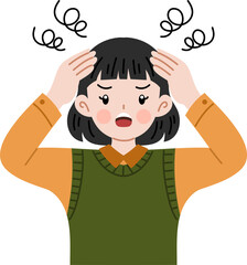 cute woman frustrated illustration portrait