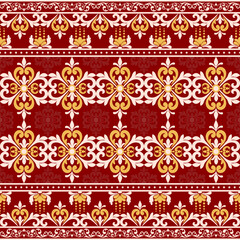  Ornamental luxury damask geometric pattern seamless in red and gold