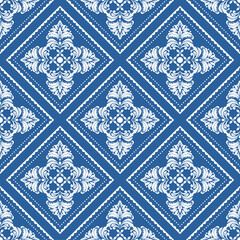 Blue Diamond Geometric Pattern Textile