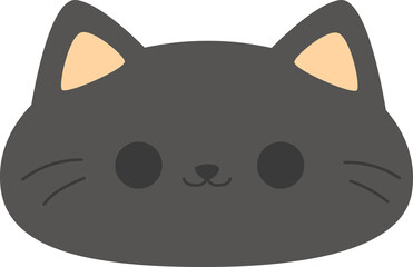 Cute cartoon black cat face illustration for kids