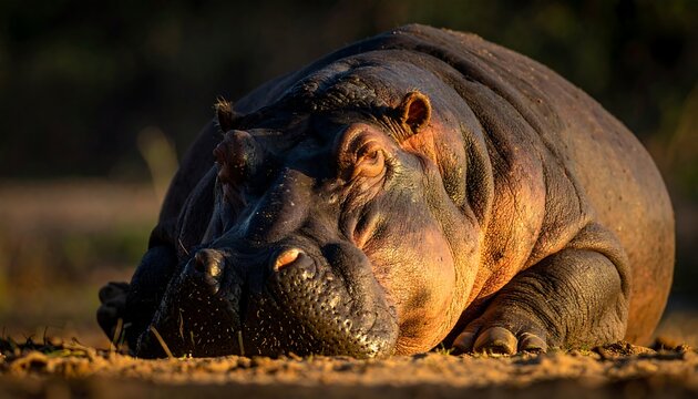 Hippopotamus resting in the sun