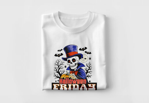 Halloween Skeleton Top Hat Tshirt Design