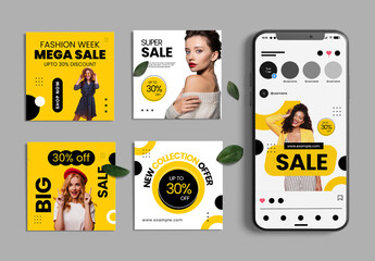 Mega Sale Promotion Social Media Post Set