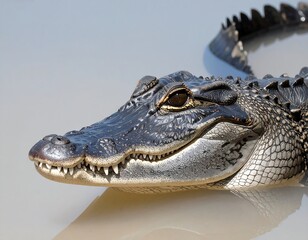 Obraz premium Close-up of a young alligator's head