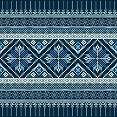 Indigo Oriental Geometric Pattern Seamless Design