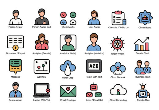 Professional Business Icons Office Tools and Corporate Activities