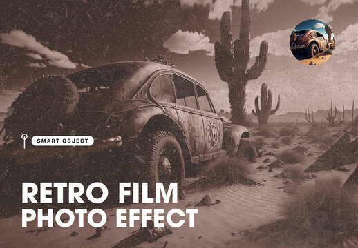 Retro Film Photo Effect Template with Dusty Grain