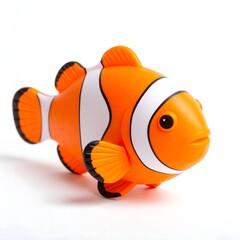 Orange and white toy fish, isolated on white background