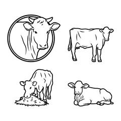 cow line art in vector