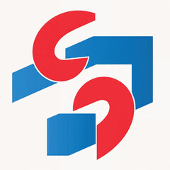 Abstract geometric design with sharp edges and dynamic shapes in red and blue colors