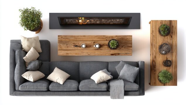 A top view of an interior design concept