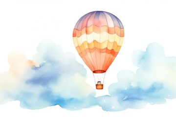 Naklejka premium Hot air balloon watercolor illustration Background backgrounds aircraft vehicle.