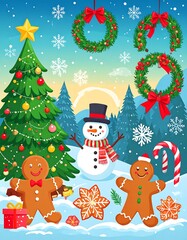 Festive Christmas scene with decorations