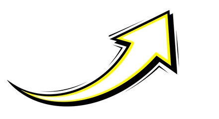 Yellow arrow pointing upwards isolated on transparent background