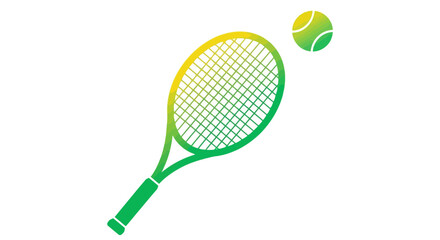 Illustrative tennis equipment displaying dynamic movement in vibrant hues