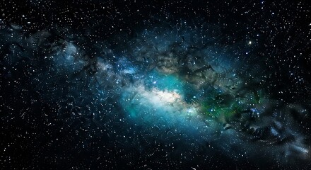Fototapeta premium Vast expanse of the milky way galaxy, a breathtaking cosmic vista filled with countless stars, nebulae, and interstellar dust, showcasing the beauty and mystery of the universe