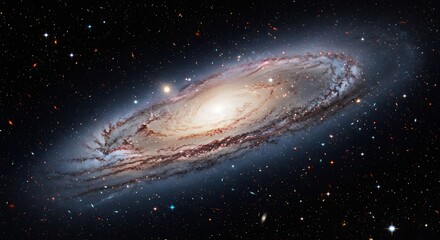 Spiral galaxy in deep space celestial body with swirling arms and starfield