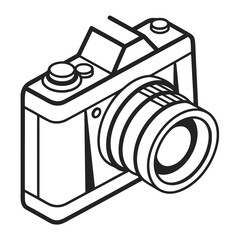 Camera illustration graphic on a solid surface