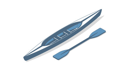 Minimalist Vector Illustration of a Canoe and Paddle for Water Sports