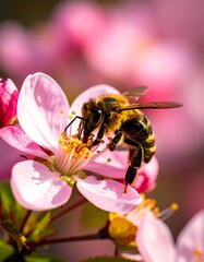 Close-up of a bee on a pink flower