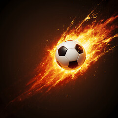 Fototapeta premium soccer ball on fire