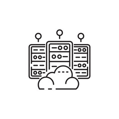 Data Center or Server icon Symbol Outline Transparent background Editable Stroke