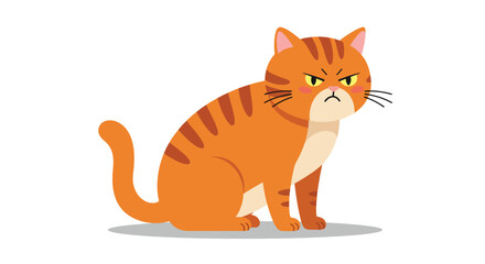 Angry Orange Tabby Cat Illustration with Grumpy Expression.