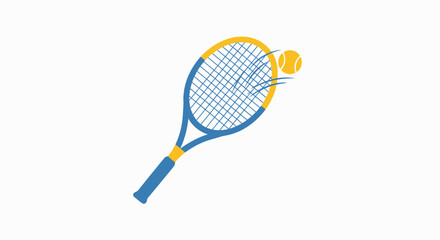 Vibrant tennis racket and bouncing ball illustration for sport enjoyment