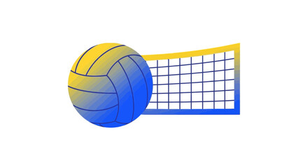 Vibrant Volleyball Ball with Net Artwork for Sport Designs on Isolated Background