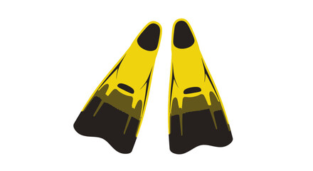 Vibrant yellow and black scuba fins isolated on a white background