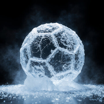 ice cube soccer ball on black