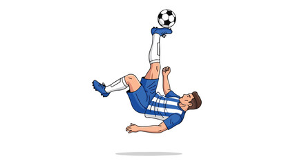 Dynamic soccer player performing a bicycle kick with exceptional skill and athletic precision, showcasing the excitement of the sport